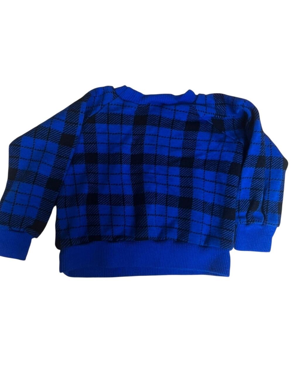Vintage 80s Blue Checked Land 'n Sea Kids Boy Sweatshirt USA Made Size 4T